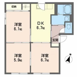 グレース城下A【102号室】の間取り