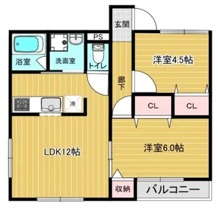 ハッピーロードB【1階】の間取り