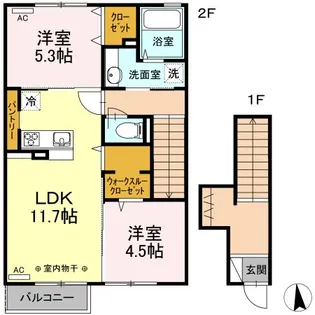 ハイネス湊高台【2階】の間取り