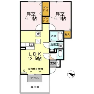フォーレンおいらせ【A 101号室】の間取り