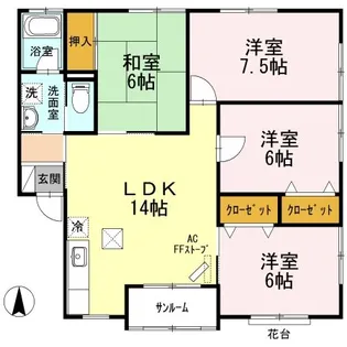 サンウェーヴ【1-2号室】の間取り