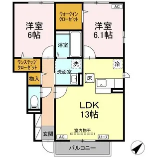 ウィンフィールドB【1階】の間取り