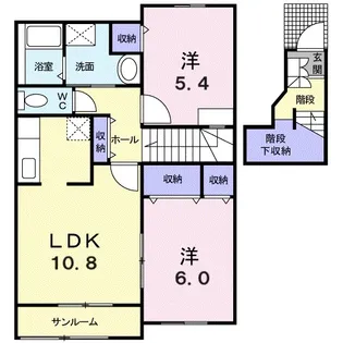 ゴールドパークA【2階】の間取り