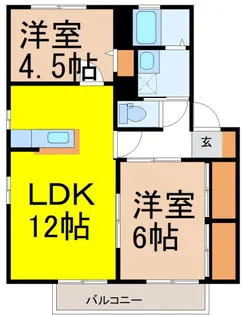 第六大滝ハイツB【2階】の間取り