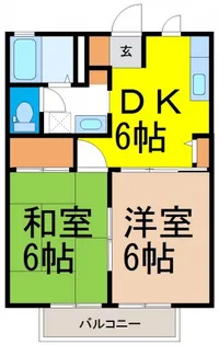 第五大滝ハイツB【2階】の間取り