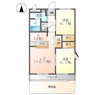 サン・フォレスト花の木B【1階】の間取り
