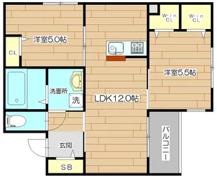 ヘーベルメゾンうらら【2階】の間取り