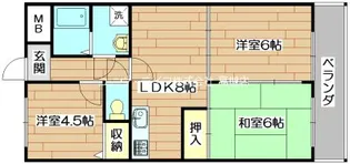 タウンコート鶴【4階】の間取り