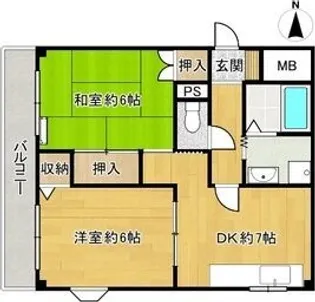 大阪府高槻市栄町1丁目【マンション】の間取り