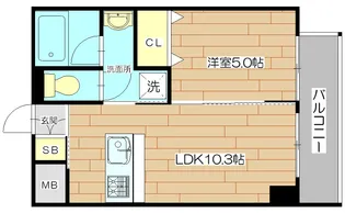 山崎マンション16高槻芥川【5階】の間取り