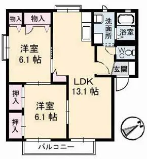 レインボーハイツB棟【103号室】の間取り