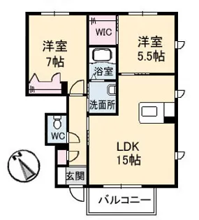 ピアタウンD棟【108号室】の間取り