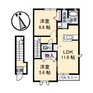 シャーメゾン大山B棟【2階】の間取り
