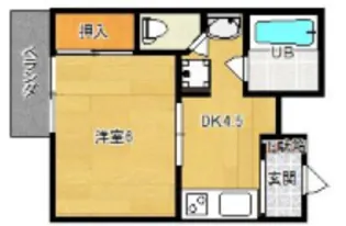 インパレスB【1B号室】の間取り