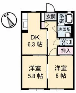 ハイツ安倍21I棟【2階】の間取り