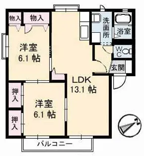 レインボーハイツ A棟【1階】の間取り