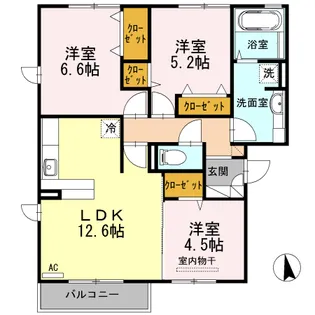 セジュールモダン B棟【3階】の間取り