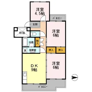 フジパレス米子【3階】の間取り