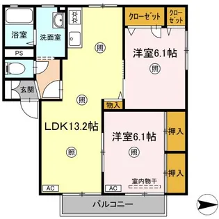 ラシェットエムザB棟【105号室】の間取り