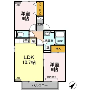 セジュールFX東 A棟【202号室】の間取り