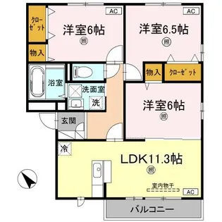 リビングタウン両三柳A棟【302号室】の間取り