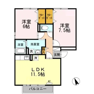 マンマミーヤC棟【201号室】の間取り