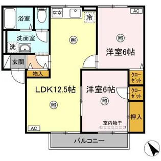 ヴィラ西福原D棟【202号室】の間取り