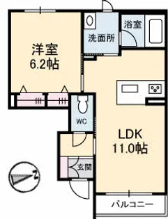 ロランジュ【102号室】の間取り
