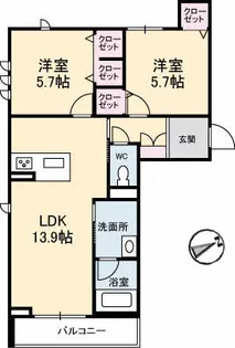 クレスティーク米原【2階】の間取り