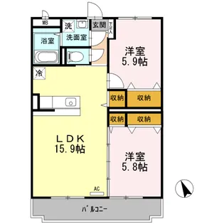 アールブランE【302号室】の間取り