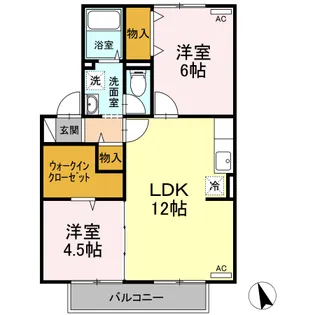 ヴィラージュ B棟【202号室】の間取り