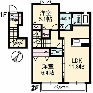 グランドソレイユ【203号室】の間取り