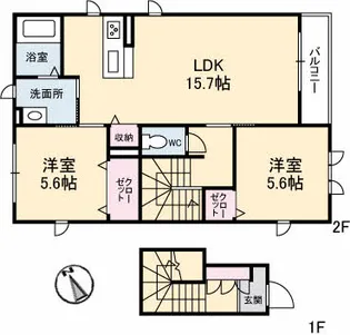 ロランジュⅡ【201号室】の間取り
