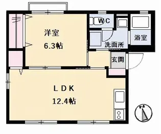 1LDKの間取り画像