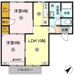 ラルカンシェルB棟【1階】の間取り