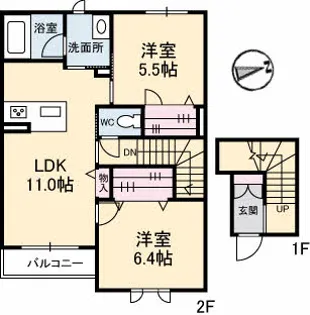 ロランジュ【201号室】の間取り