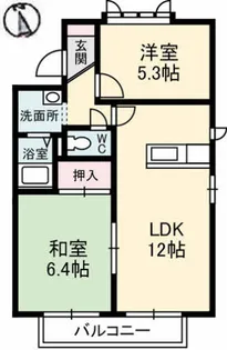 サニーズ福庭Ⅱ B棟【201号室】の間取り