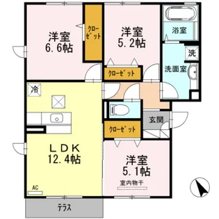 カーサ エノン【1階】の間取り