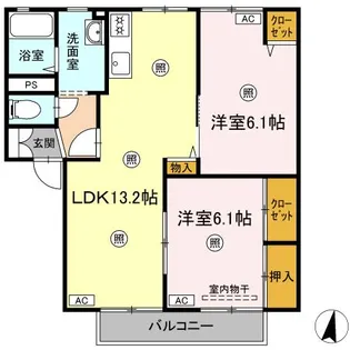 ラシェットエムザA棟【102号室】の間取り
