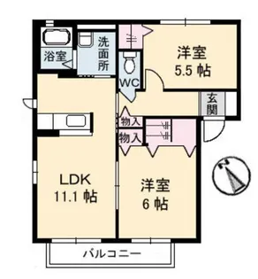 ワイズシャンポールA棟【2階】の間取り