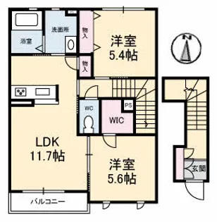 シャーメゾン・パディ【202号室】の間取り