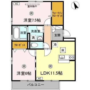 ランロード A棟【102号室】の間取り