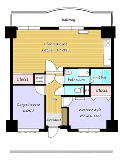グランディオス米子【1003号室】の間取り