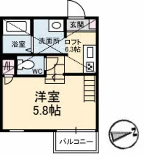 alpha・the・terrace(アルファ・ザ・テラス)駅南通り【105号室】の間取り