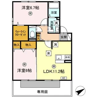 リンデンバウムB棟【102号室】の間取り