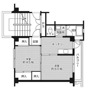 ビレッジハウス米田1号棟【405号室】の間取り