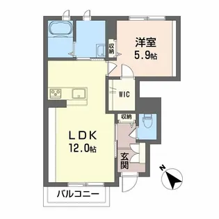 シャーメゾンMCS旗ヶ崎【1階】の間取り