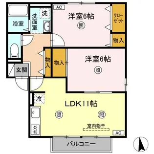 ビューテラス・ユウ A棟【105号室】の間取り