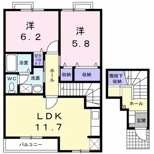 ソレアード・プラーサA【2階】の間取り