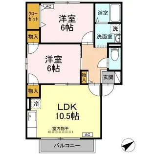 TMKホープⅠT棟【201号室】の間取り